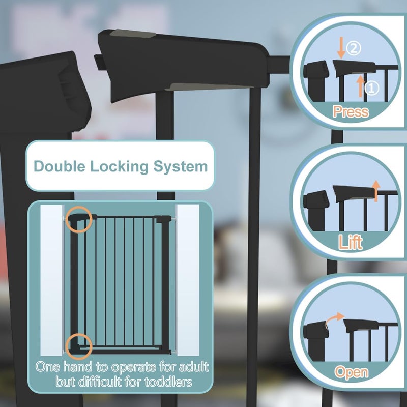 Fairy Baby 38.5" Extra Tall Black Dog Gate - Pressure Mounted Safety Fence for Toddlers and Pets - Image 4