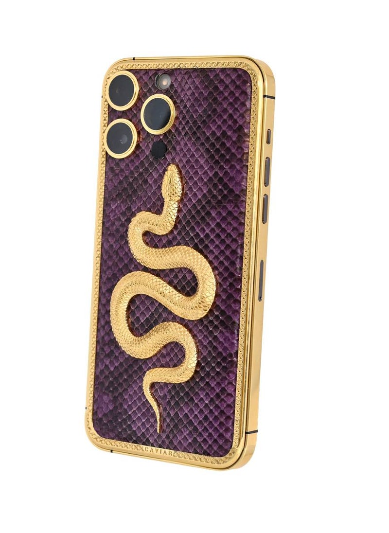 CAVIAR Caviar Luxury 24k Gold Plated Frame Customized iPhone 15 Pro 128 GB Gold Titanium Snake  - Image 1