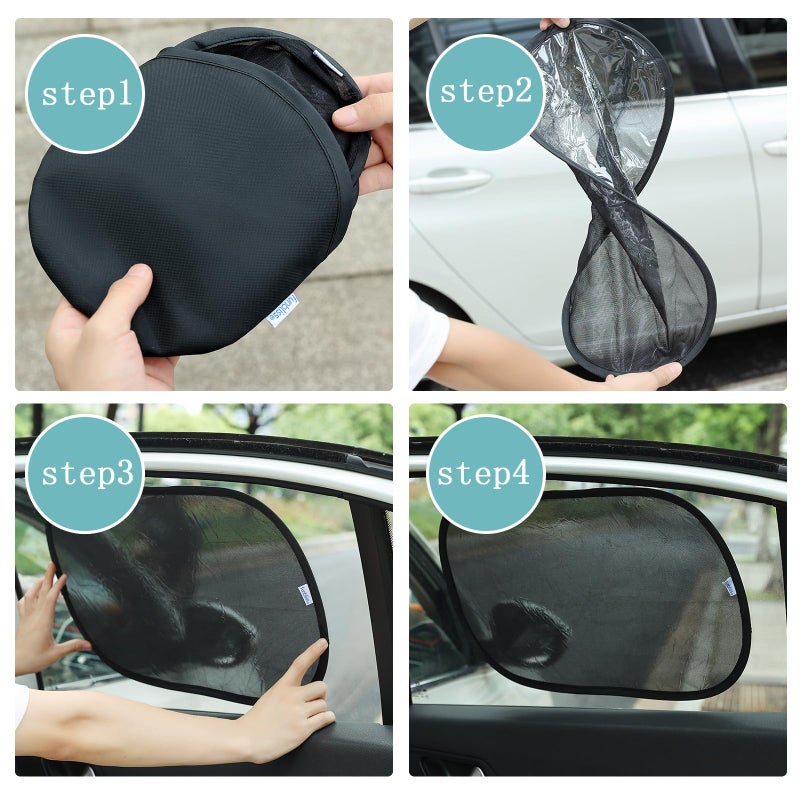 Funbliss Baby Car Mirror + 2-Pack Car Window Shades Bundle -100% Shatterproof, Wide Angle Convex - Image 3