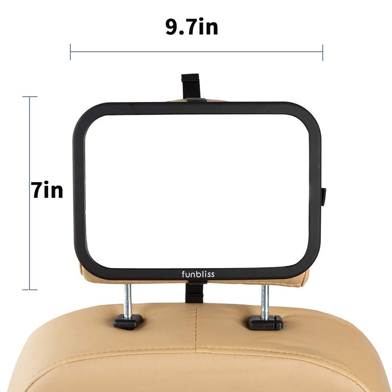 Funbliss Baby Car Mirror + 2-Pack Car Window Shades Bundle -100% Shatterproof, Wide Angle Convex - Image 5
