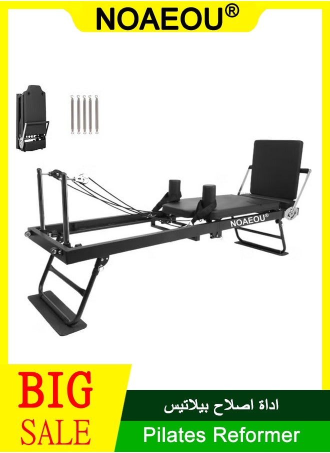 NOAEOU NOAEOU Foldable Pilates Equipment for Home Workouts,Pilates Reformer Machine for Home and Gym with Springs, Pilates Exercise Equipment with Jump Board(black)  - Image 1