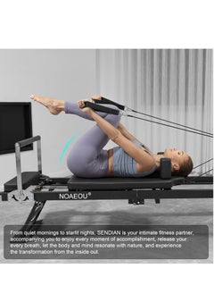 NOAEOU NOAEOU Foldable Pilates Equipment for Home Workouts,Pilates Reformer Machine for Home and Gym with Springs, Pilates Exercise Equipment with Jump Board(black)  - Image 4