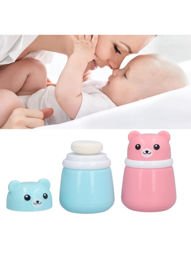 Entatial Body Powder Container, Fine Powder Cartoon Bear Powder Puff Box 2 Pcs No Irritation Durable for Adult for Travel for Children for Home(Bear Puff Empty Box) - Image 4