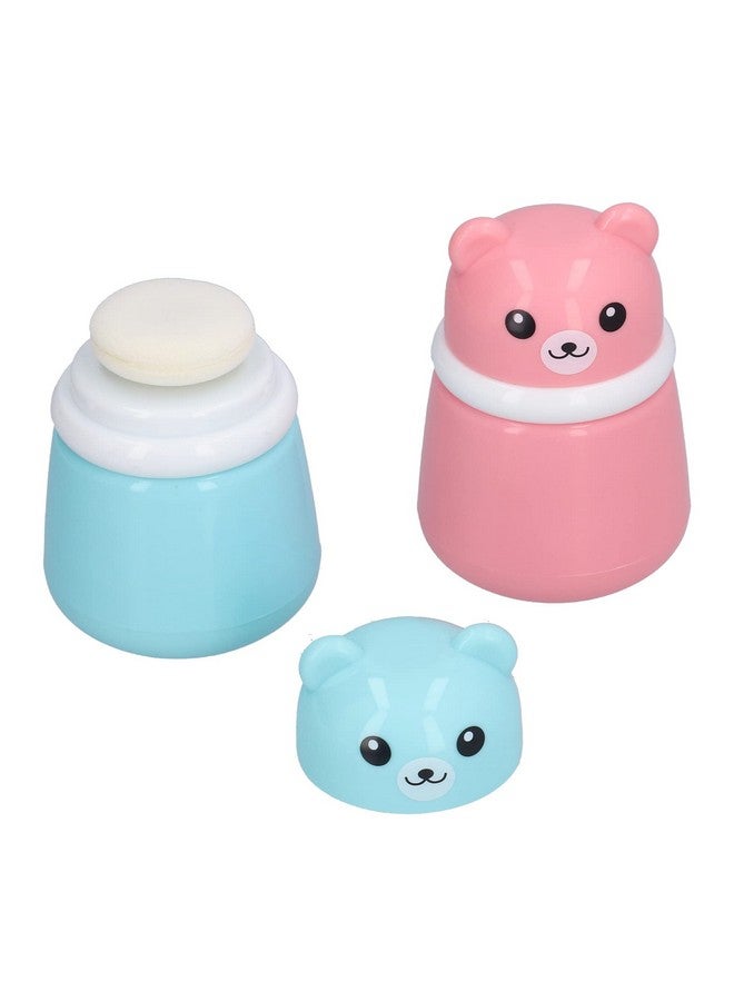 Entatial Body Powder Container, Fine Powder Cartoon Bear Powder Puff Box 2 Pcs No Irritation Durable for Adult for Travel for Children for Home(Bear Puff Empty Box) - Image 1