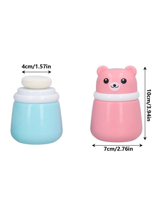 Entatial Body Powder Container, Fine Powder Cartoon Bear Powder Puff Box 2 Pcs No Irritation Durable for Adult for Travel for Children for Home(Bear Puff Empty Box) - Image 2