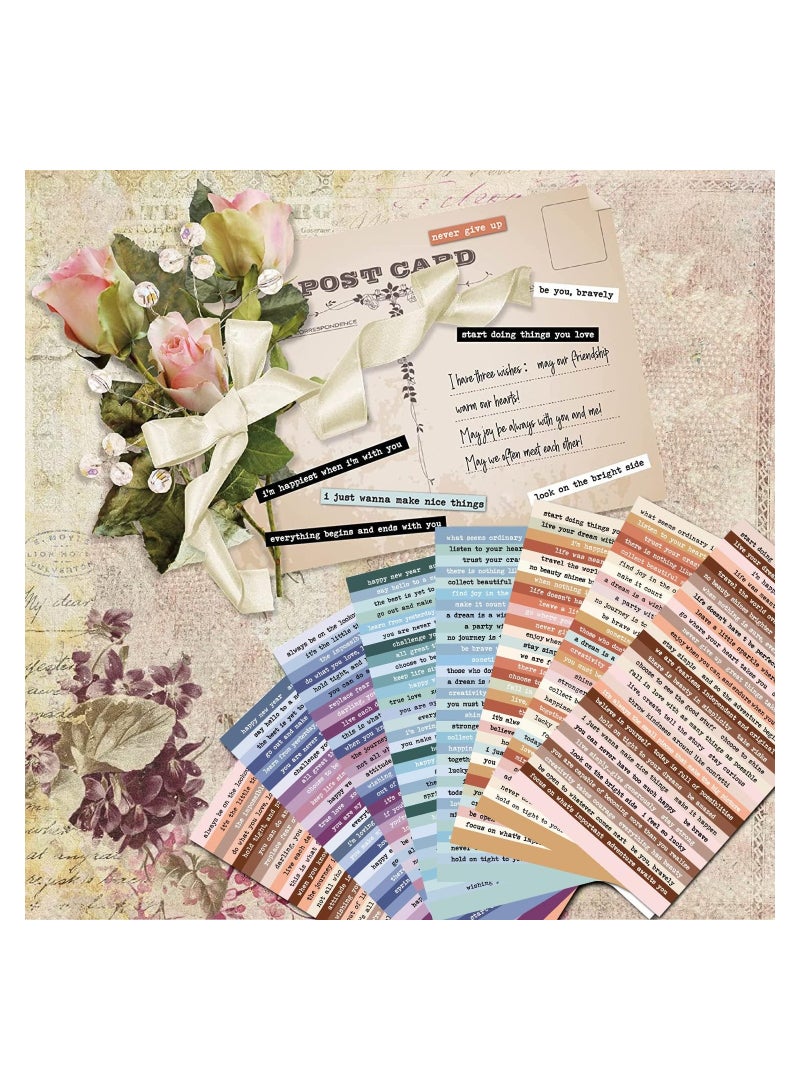 KASTWAVE 8 Sheet Vintage Scrapbook Stickers for Journaling Junk Journal Supplies, Quote Stickers, DIY Phrase Word Stickers for Scrapbooking Planners, Notebook Collage Album Aesthetic Stickers (Colorful) - Image 5
