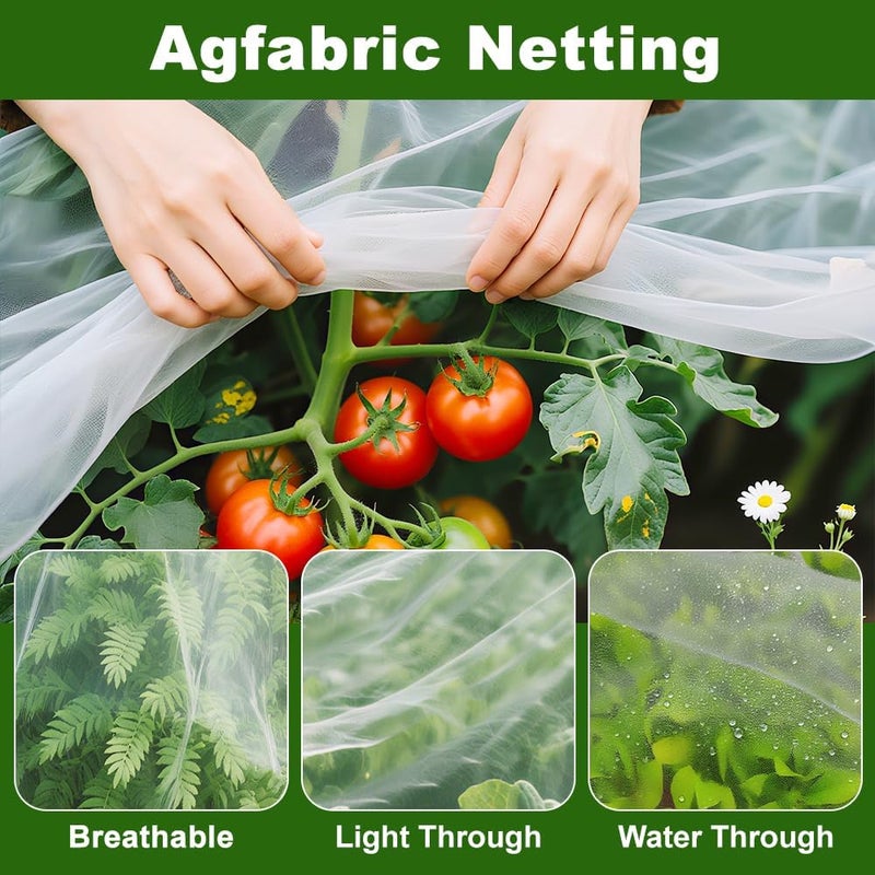 Agfabric شبكة حديقة 6.5'x49' حاجز شبكة، شبكة طيور لأشجار الحديقة والخضروات والنباتات، بيضاء - Image 3