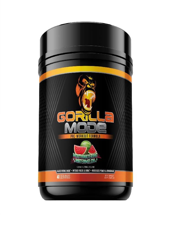 Gorilla Mind جوريلا مايند قبل التمرين - ضخامة هائلة تركيز ليزر طاقة قوة - L-سيترولين، كرياتين، L-تايروسين، بيتائين، هايدروبرايم، ألفا-GPC، 400 ملغ كافيين، هوبيرزين A - 800 غرام (بطيخ) - Image 1