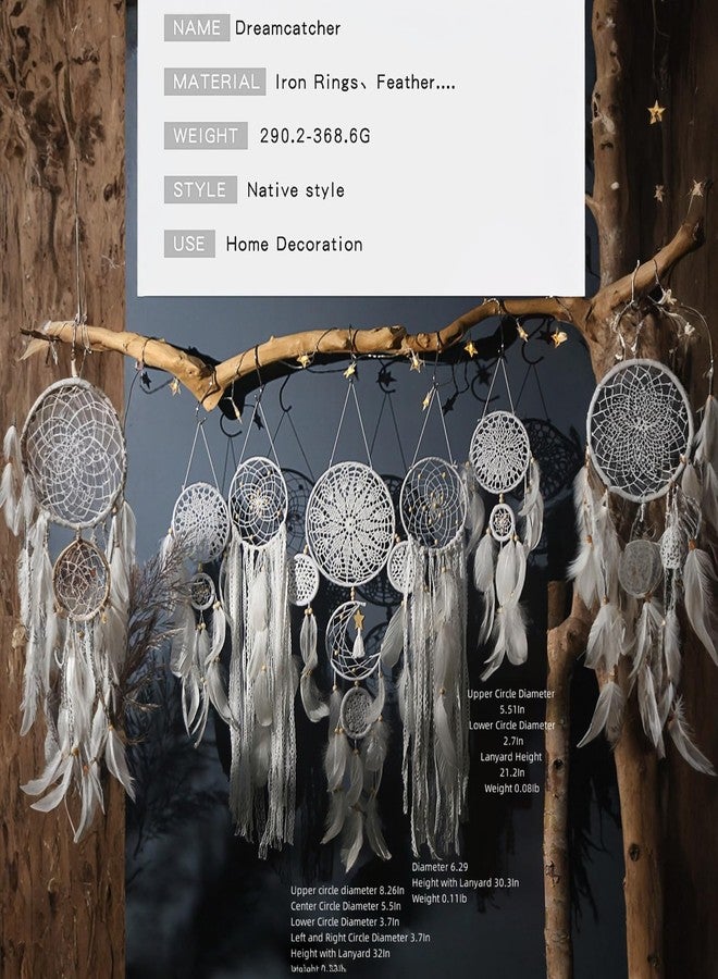 Thavgaf Dream Catcher Wall Decor,Large Boho Dream Catcher with Luxurious Feathers & Beads, Handmade Wall Hanging for Bedroom, Nursery, Living Room, Gift Ready for Girls & Adults (White) - Image 2