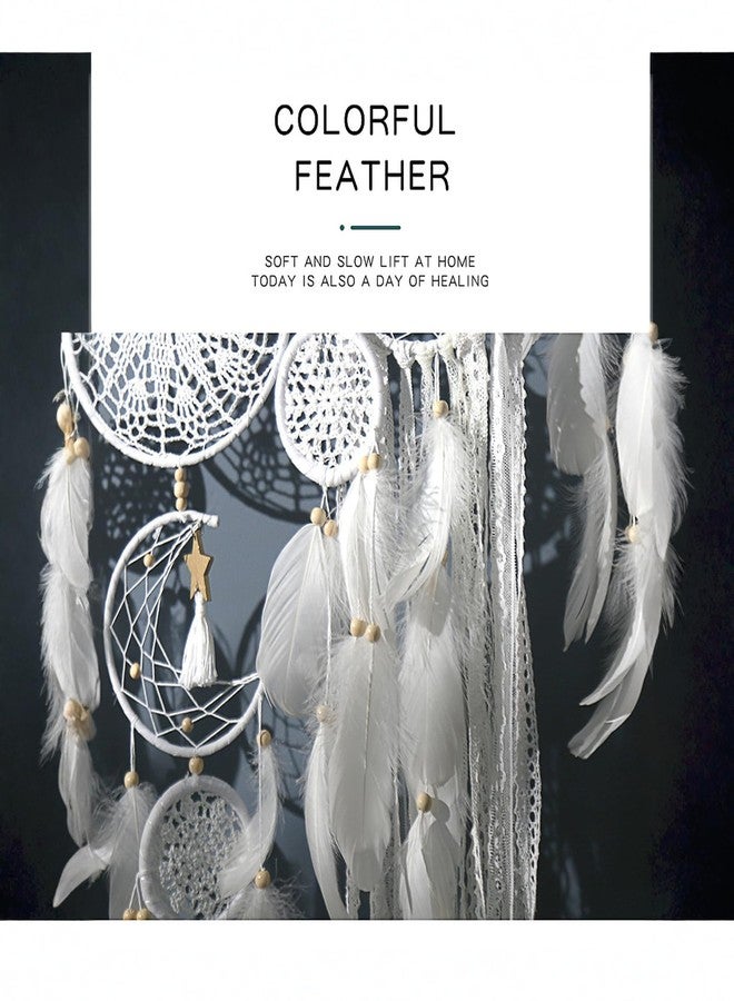 Thavgaf Dream Catcher Wall Decor,Large Boho Dream Catcher with Luxurious Feathers & Beads, Handmade Wall Hanging for Bedroom, Nursery, Living Room, Gift Ready for Girls & Adults (White) - Image 3