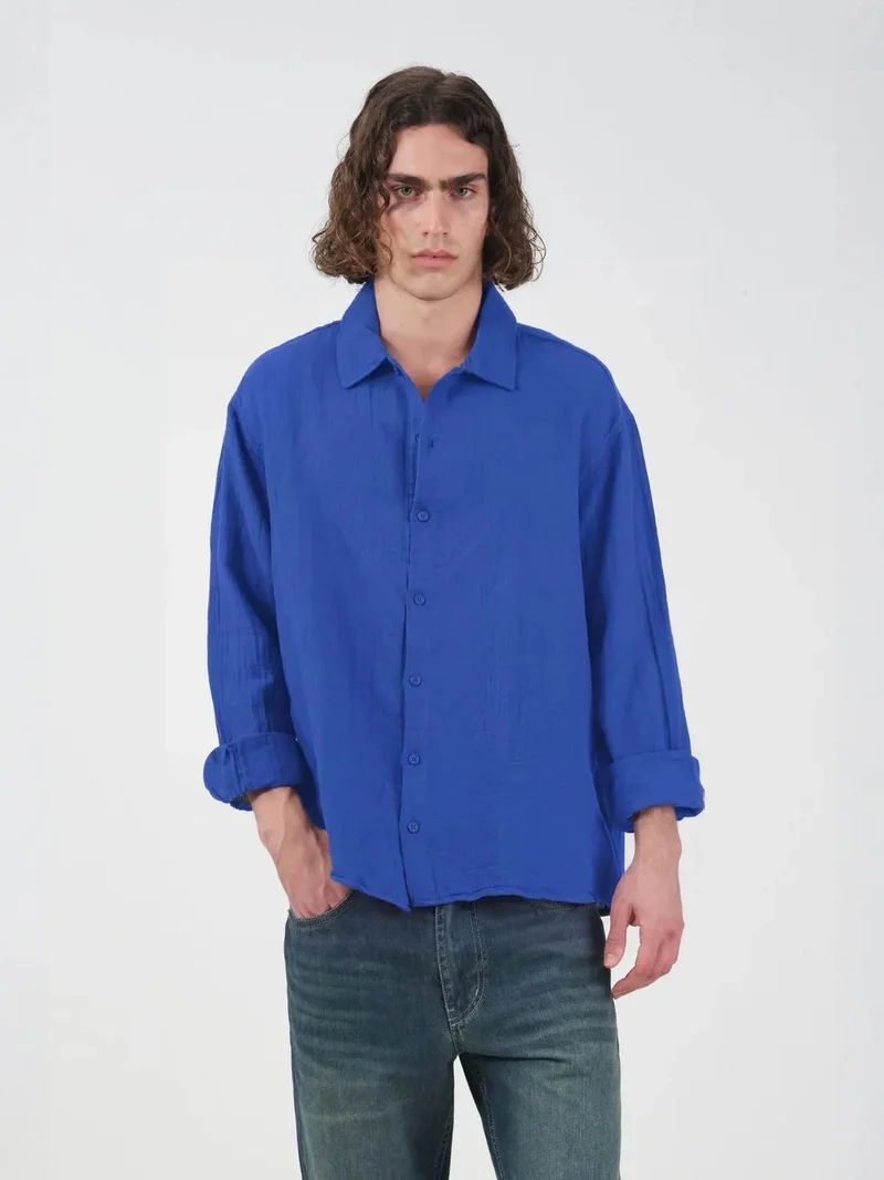 Giesto GIESTO Men's Loose-Fit Cotton Long-Sleeve Shirt