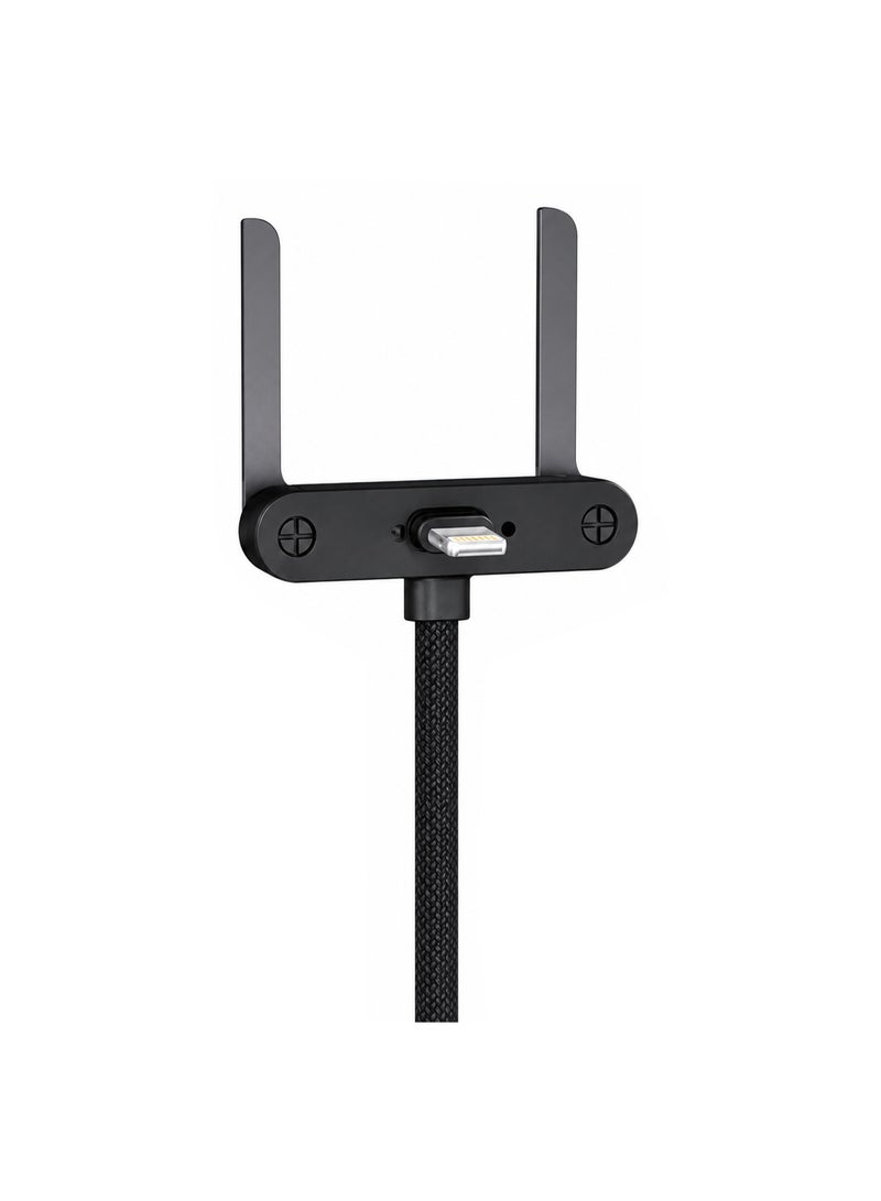Earldom EC-220C-L 30W USB-C to 8-Pin Lightning T-Shaped Fast Charging Cable with Foldable Phone Holder, 1m Nylon Braided Cable Black - Image 2