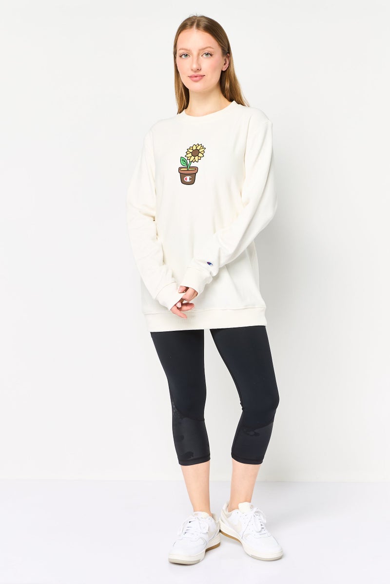 Champion بلوزة رياضية نسائية بأكمام طويلة مناسبة في الهواء الطلق، بيضاء - Image 2