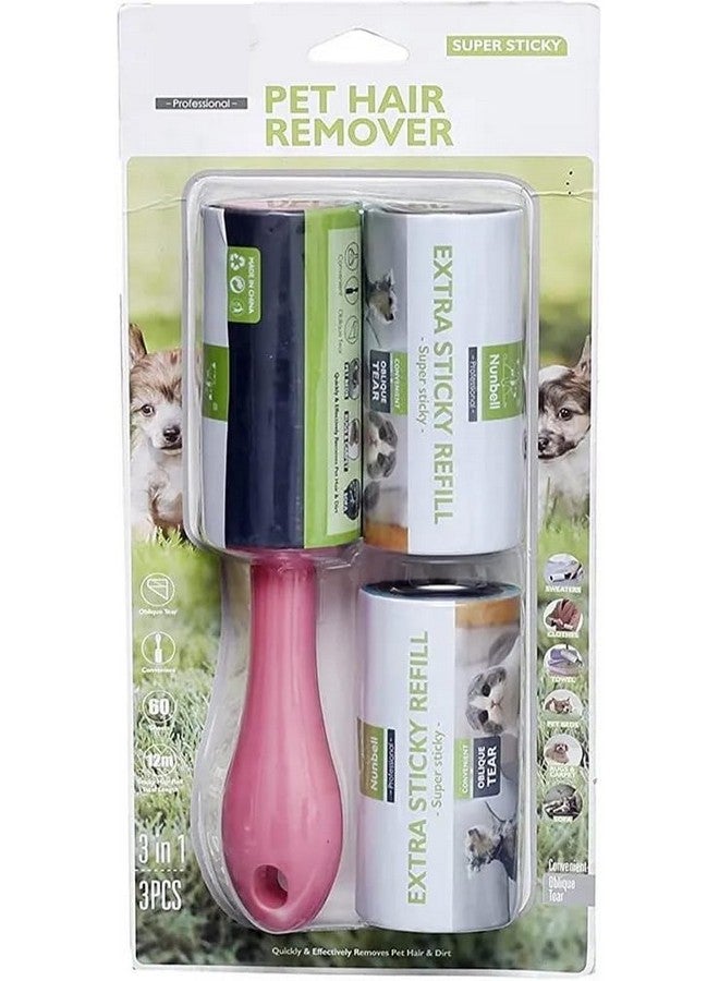 Pet Fur And Lint Hair Remove Roller - Self-Cleaning And Reusable Lint Roller With Cover 60 Sheet & 2 Refills 60 Sheets Each For Dog Hair Removal, Dust Free Clothes & Furniture - Image 1