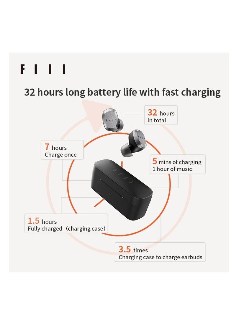 FIIL FIIL T1 Lite True Wireless Bluetooth 5.2 Headphones Earphones IPX7 Waterproof Black  - Image 3
