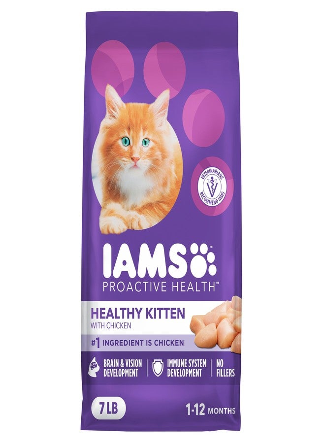 IAMS Proactive Health Kitten Dry Cat Food, Healthy Kitten Food Dry Recipe with Real Chicken in Every Bite, 7 lb. Bag - Image 1