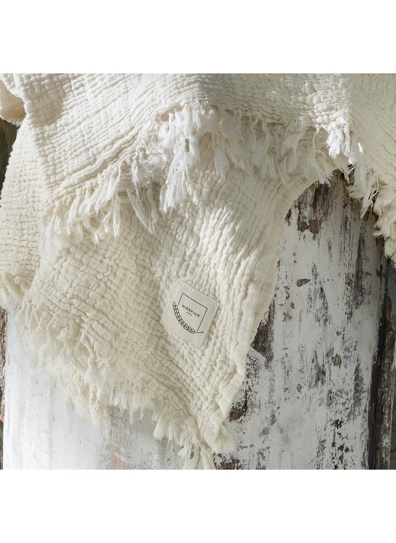 Miespiga Gold 4 Layer Muslin Multi-Purpose Shawl Cover  - Image 3