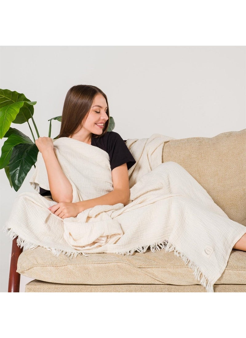 Miespiga Gold 4 Layer Muslin Multi-Purpose Shawl Cover  - Image 5