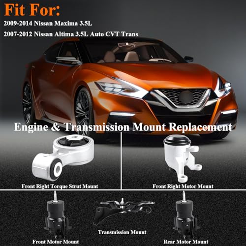 Quivimoro 5Pcs Engine Motor Transmission Mount Set Fit for 2009-2014 Nissan Maxima 3.5L, 2007-2012 Altima 3.5L Auto CVT Trans Auto Motor Mount Replace# A7363 A7361 A4355HY A4365HY A4356HY - Image 2