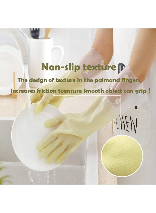 KAQ Dishwashing Cleaning Gloves 3 Pairs - Reusable Rubber Gloves Non-Slip Laundry Kitchen Gardening Waterproof Household Gloves （Medium） - Image 4