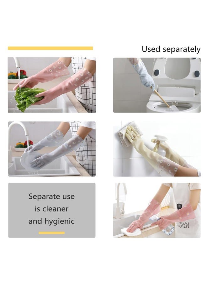 KAQ Dishwashing Cleaning Gloves 3 Pairs - Reusable Rubber Gloves Non-Slip Laundry Kitchen Gardening Waterproof Household Gloves （Medium） - Image 3