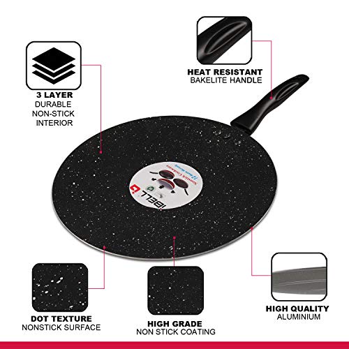 IBELL 3 Layer Durable Aluminium Non Stick Tawa Pan for Dosa/Roti/Chapati (290MM) Black - Image 4