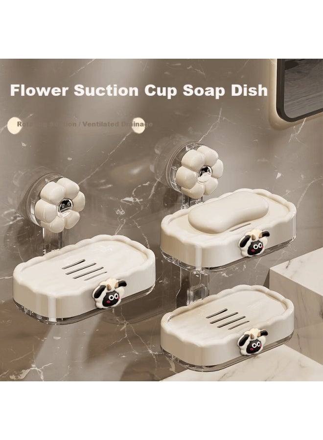 Bydoll Suction Cup Soap Dish Wall-mounted Single-layer Draining No-drill High-end Home Bathroom Balcony Soap Holder Organizer - Image 2
