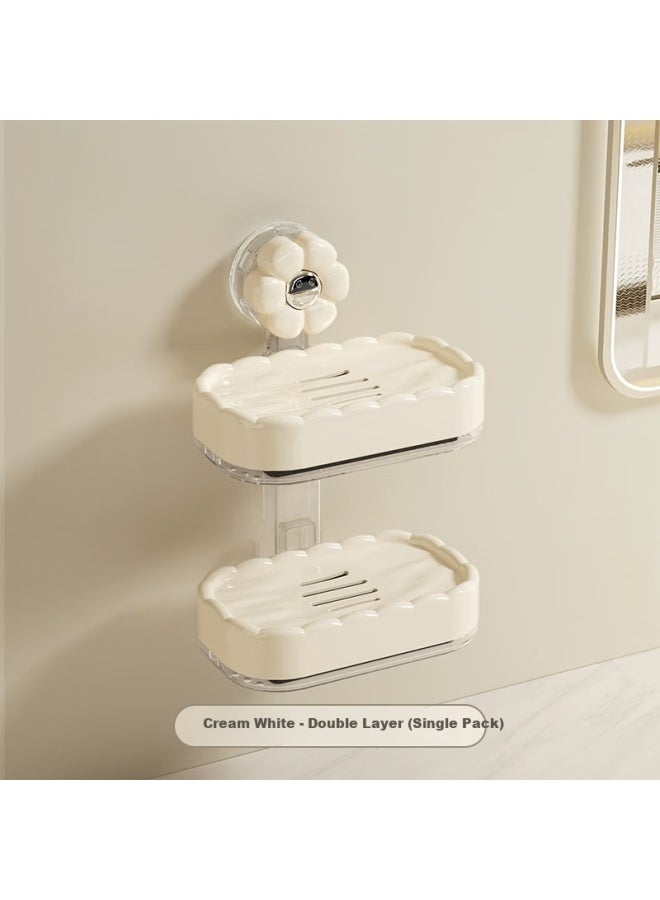 Bydoll Suction Cup Soap Dish Wall-mounted Single-layer Draining No-drill High-end Home Bathroom Balcony Soap Holder Organizer - Image 3