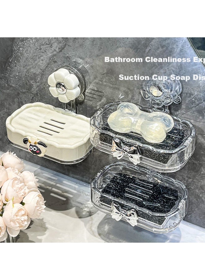 Bydoll Suction Cup Soap Dish Wall-mounted Single-layer Draining No-drill High-end Home Bathroom Balcony Soap Holder Organizer - Image 4