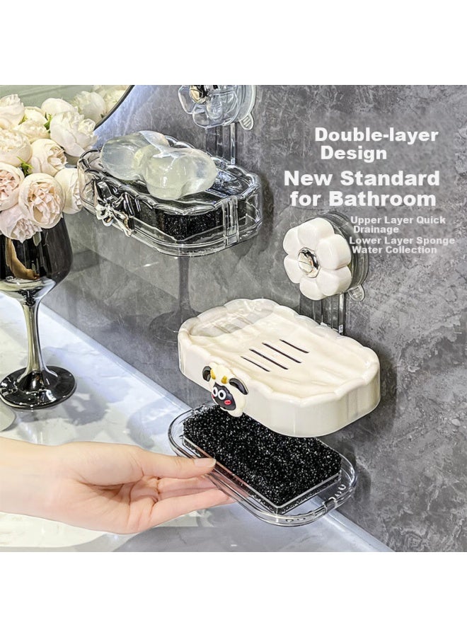 Bydoll Suction Cup Soap Dish Wall-mounted Single-layer Draining No-drill High-end Home Bathroom Balcony Soap Holder Organizer - Image 5