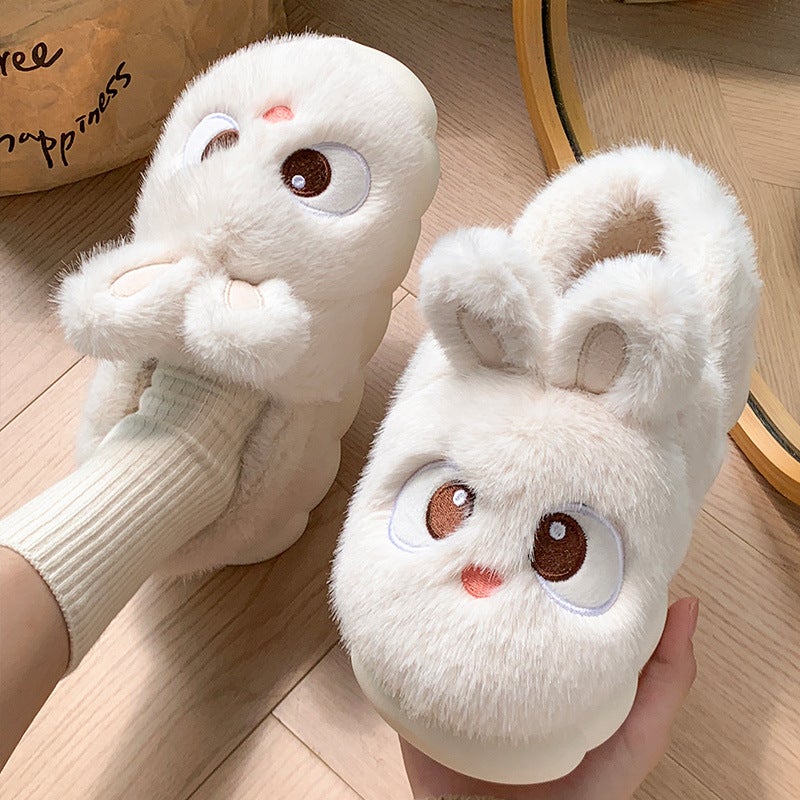 Big-Eared Rabbit Cartoon Slippers – Thickened Artificial Fur Indoor Footwear for Adults - Image 5