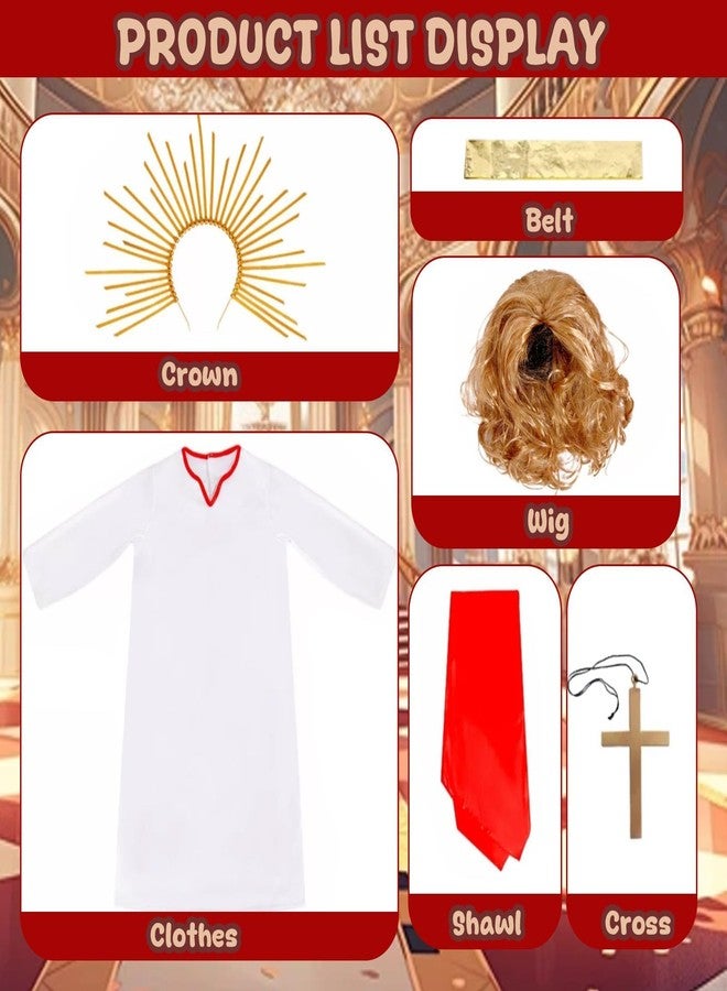 Simple polymer 6 Pcs Jesus Costume for Kid Biblical Christ Robe Set Shepherd and Greek God Costume for Easter Halloween - Image 2