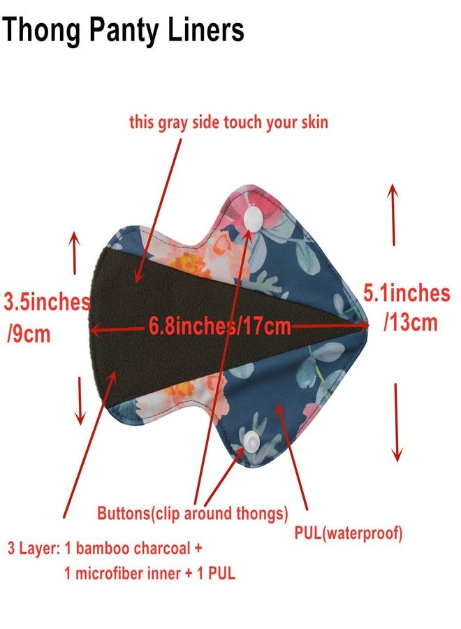 Sigzagor 5 Thong Panty Liners 1 Wet Bag Cloth Menstrual Pads Sanitary Reusable Washable (Universe Pack - Image 2