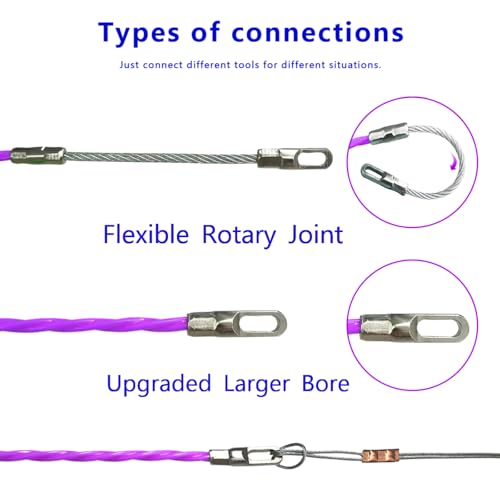 VGongTech 20M 67Ft Fish Tape Cable Puller Cable Rods Kit PET Electrical Cable Puller 4mm Through Wall Wire Guide Device Threader Fish Cable Fastener - Image 2