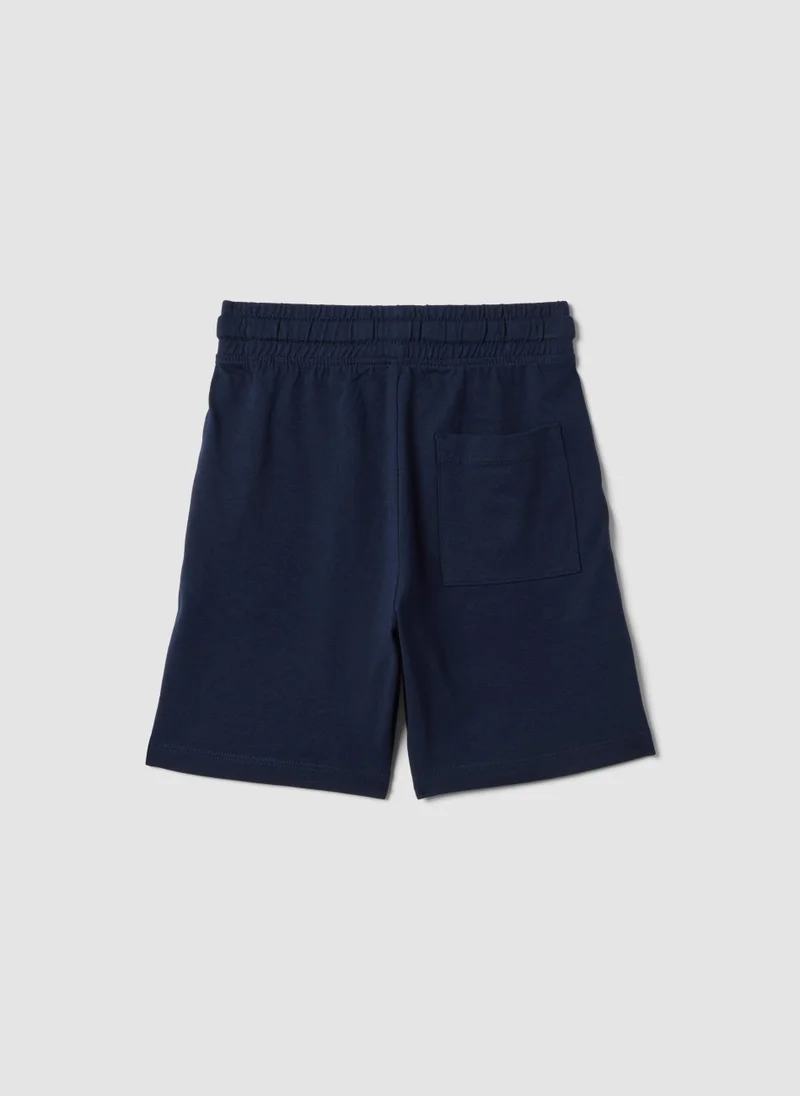او في اس OVS Boys' Blue 100% Cotton Shorts, Regular Fit