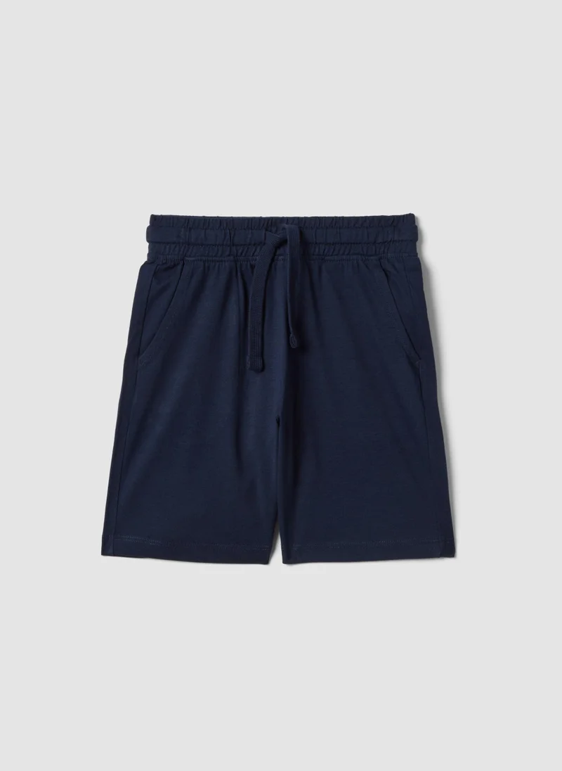 او في اس OVS Boys' Blue 100% Cotton Shorts, Regular Fit