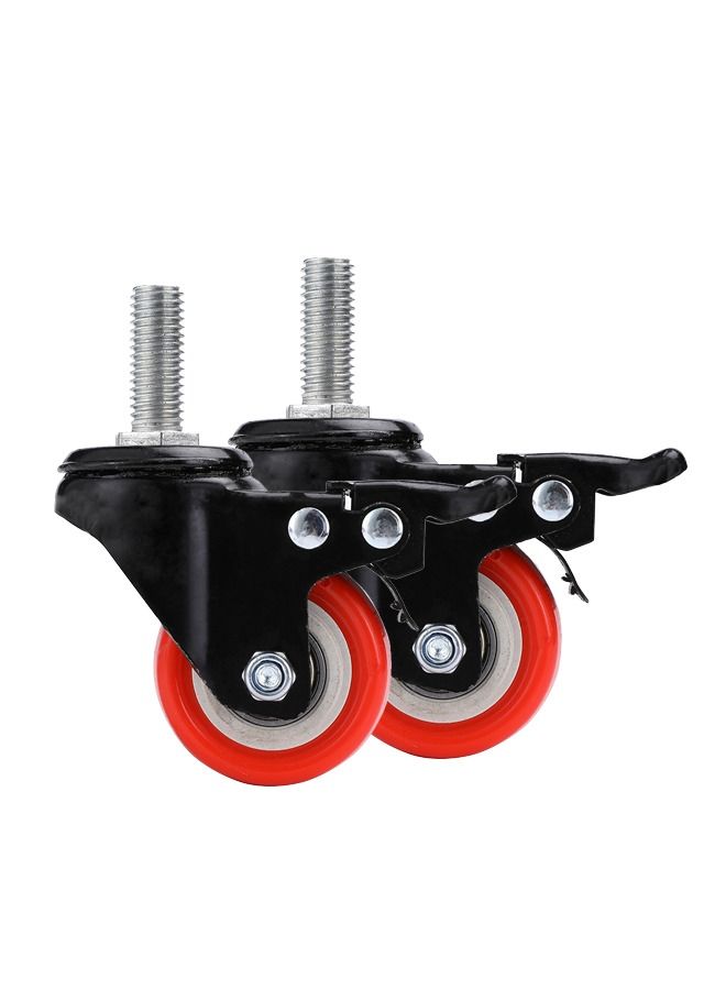 BMB tools 2-Piece 63mm Orange PVC Double Ball Bearing Caster - Swivel with Brake - Screw M12 - Image 1