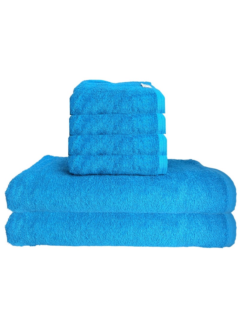 Pearl Coast 6 Pieces Luxury Blue Towel Set 550 GSM Premium Cotton 2 Bath Towels 76x152cm 4 Hand Towels 41x76cm Ultra Soft and Highly Absorbent Expertly Woven for Durability Hotel And Spa Quality Towels - Image 1