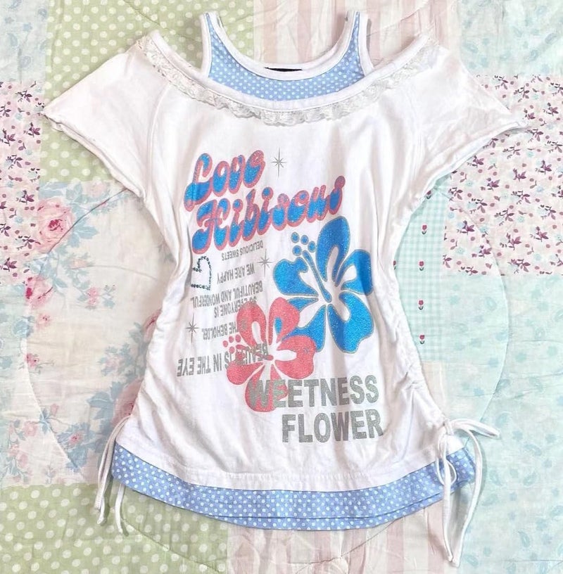 MANGMAO Kawaii Cutecore Harajuku Vintage Y2k 2000s Tops Summer Alt Goth Emo Short Sleeve Graphic Tees (White,Small) - Image 3
