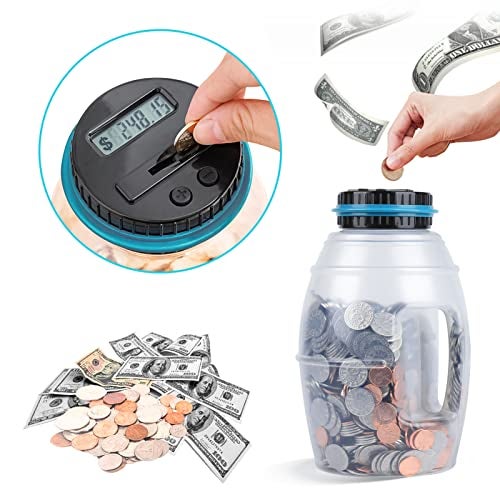 Vcertcpl X-Large Piggy Bank for Boys Adults, Vcertcpl Digital Coin Counting Bank with LCD Counter, 2.8L Capacity Coin Bank Money Jar for Adults, Designed for All US Coins (Blue, X-Large) - Image 4