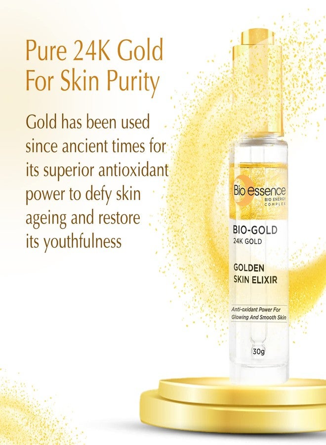 Bio Essence 24K Gold Skin Elixir, Vitamin C Face Serum, Moroccan Argan Oil, Hyaluronic Acid, Niacinamide, Dark Spots Correcting Serum For Face, Ideal for All Skin Types, 30g - Image 5