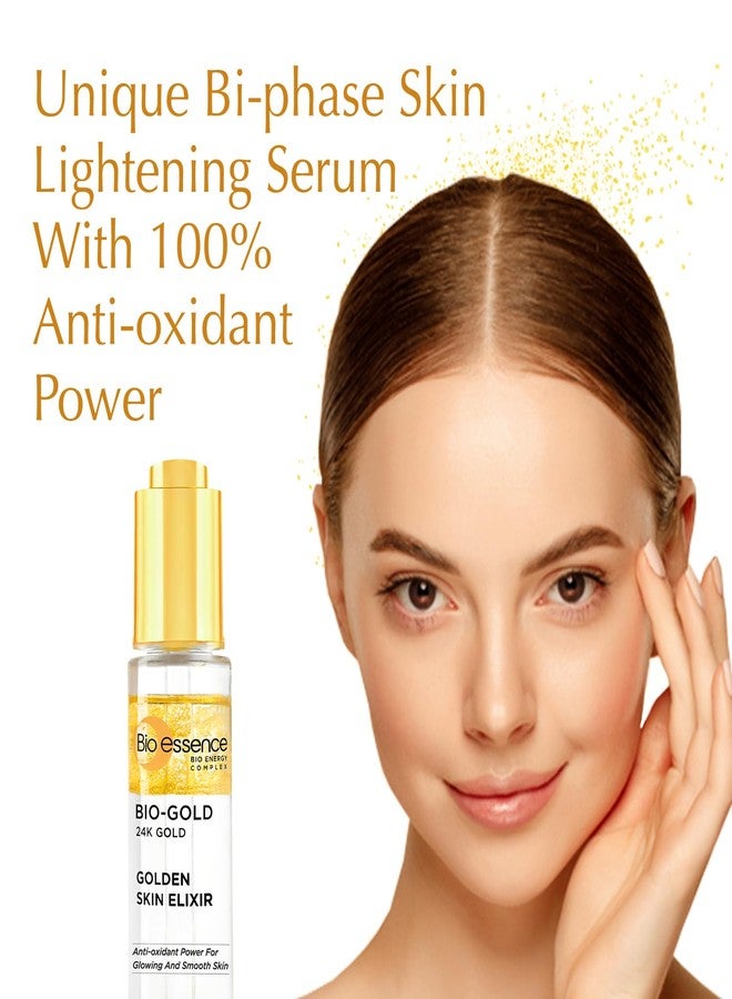 Bio Essence 24K Gold Skin Elixir, Vitamin C Face Serum, Moroccan Argan Oil, Hyaluronic Acid, Niacinamide, Dark Spots Correcting Serum For Face, Ideal for All Skin Types, 30g - Image 2