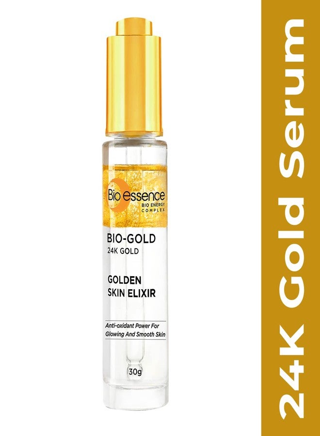 Bio Essence 24K Gold Skin Elixir, Vitamin C Face Serum, Moroccan Argan Oil, Hyaluronic Acid, Niacinamide, Dark Spots Correcting Serum For Face, Ideal for All Skin Types, 30g - Image 1