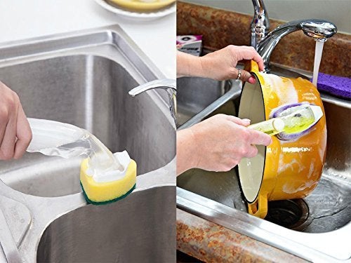 MOHAK Dish Wand Creative Soap Dispenser Scrubber Cleaner Dish Wand Brush - Image 2