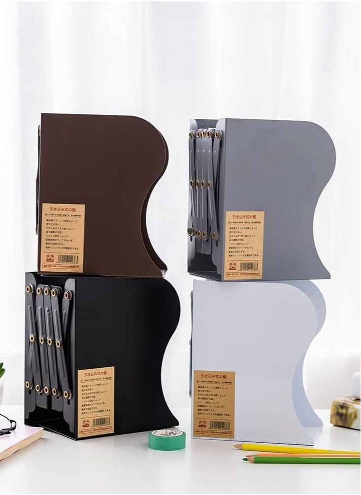 Perfii Retractable Bookends for Shelf Organization Office Accessories Bookshelf Support Stand  - Image 3