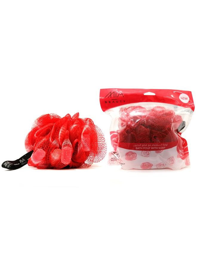 Mia Bath Pouf With Paris Rose Soap 120gm