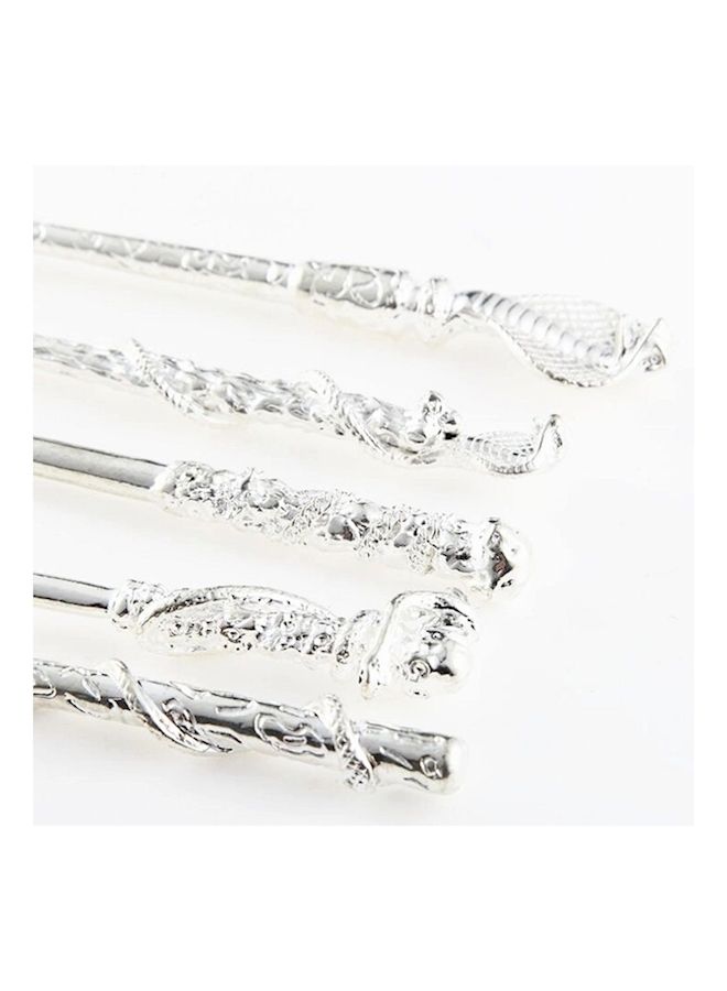 Loquat 5-Piece Cosmetic Eyeshadow Makeup Brush Kit Silver - Image 3