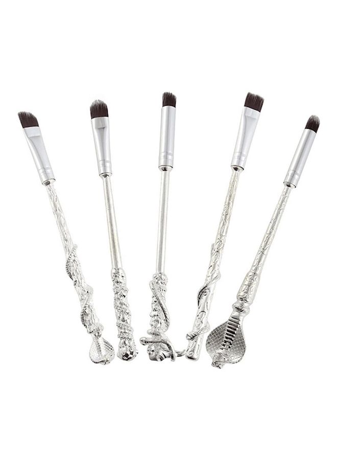 Loquat 5-Piece Cosmetic Eyeshadow Makeup Brush Kit Silver - Image 1