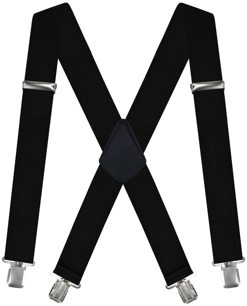 Dibi Suspenders for Men - Adjustable X Back Mens Suspenders with 4 Heavy Duty Strong Clips (Black) - Image 1