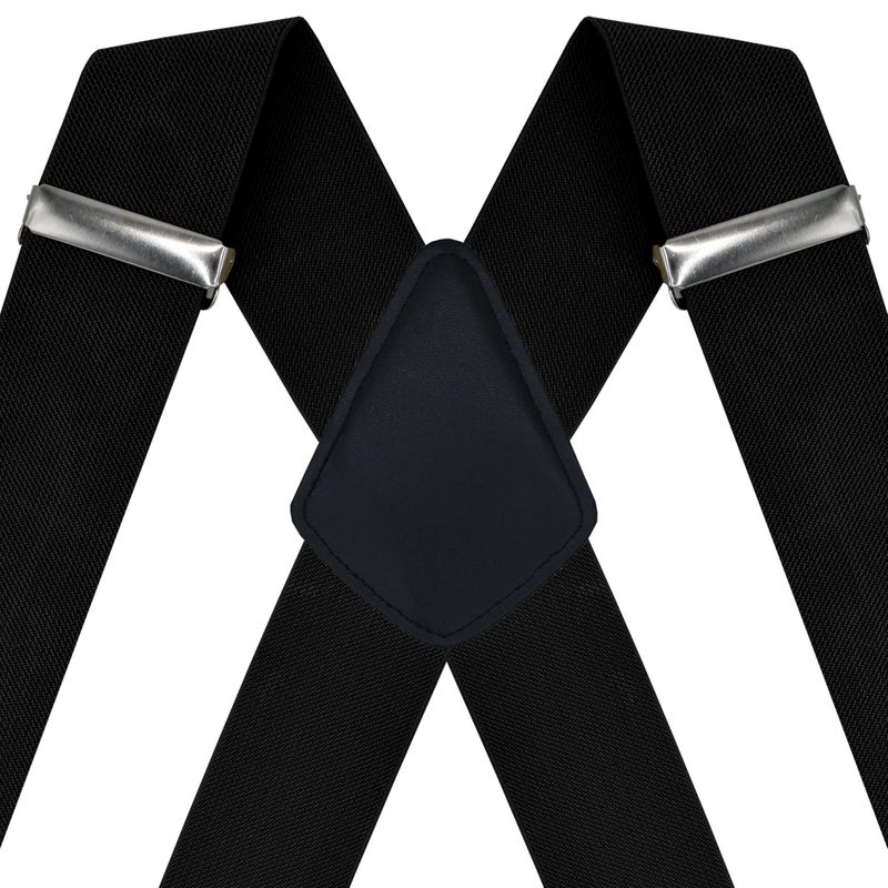 Dibi Suspenders for Men - Adjustable X Back Mens Suspenders with 4 Heavy Duty Strong Clips (Black) - Image 3